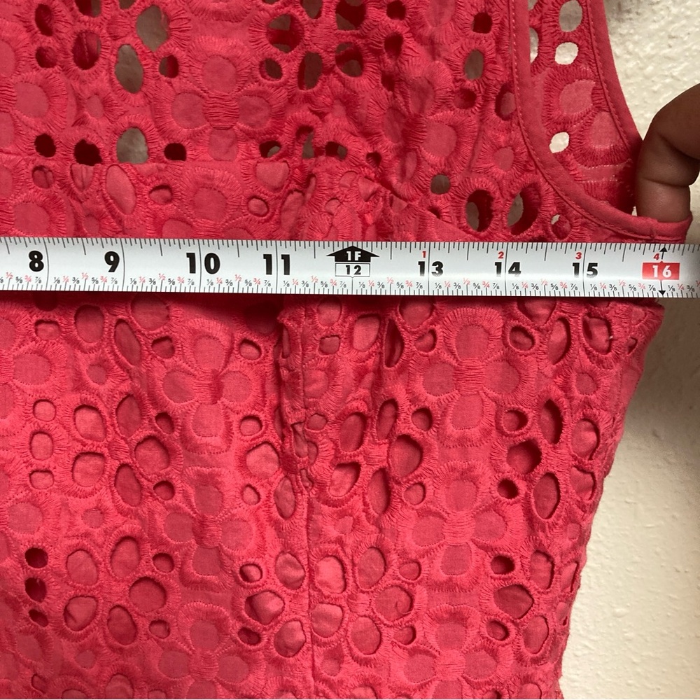 Eliza J Women’s Hot Pink A-line Dress Sleeveles Embroidered Cotton Size 6 - Picture 14 of 16